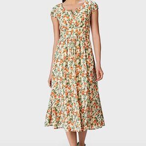 EShakti dress XS/2 Banded empire floral print georgette dress with pockets